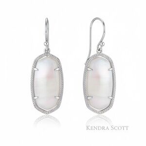 Kendra Scott Elle Silver Drop Earrings White Mother of Pearl